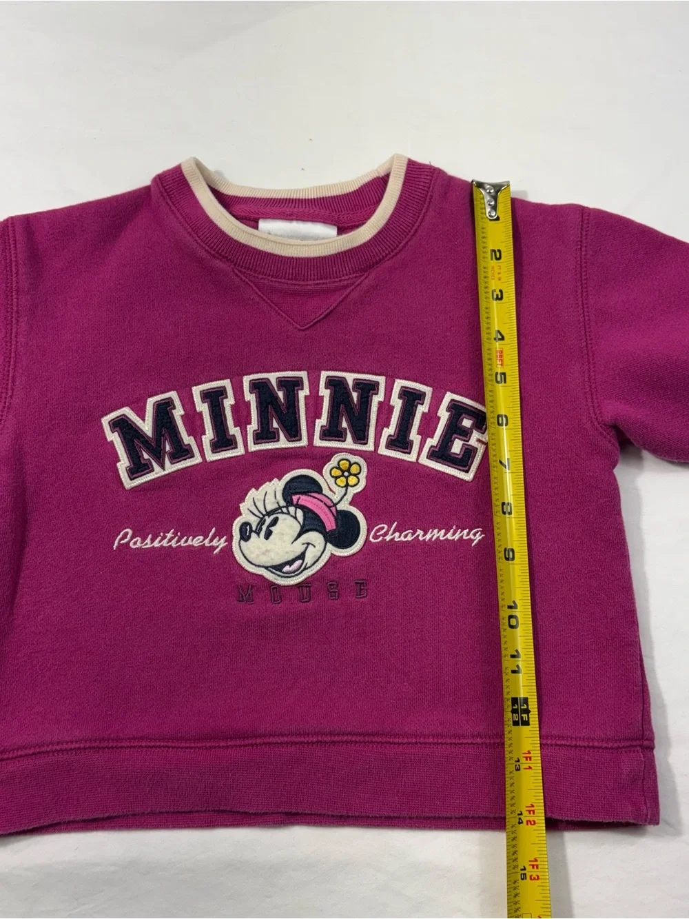 Vintage Y2K Disney Minnie Mouse Embroidered Berry Pink Crewneck Sweatshirt XXS